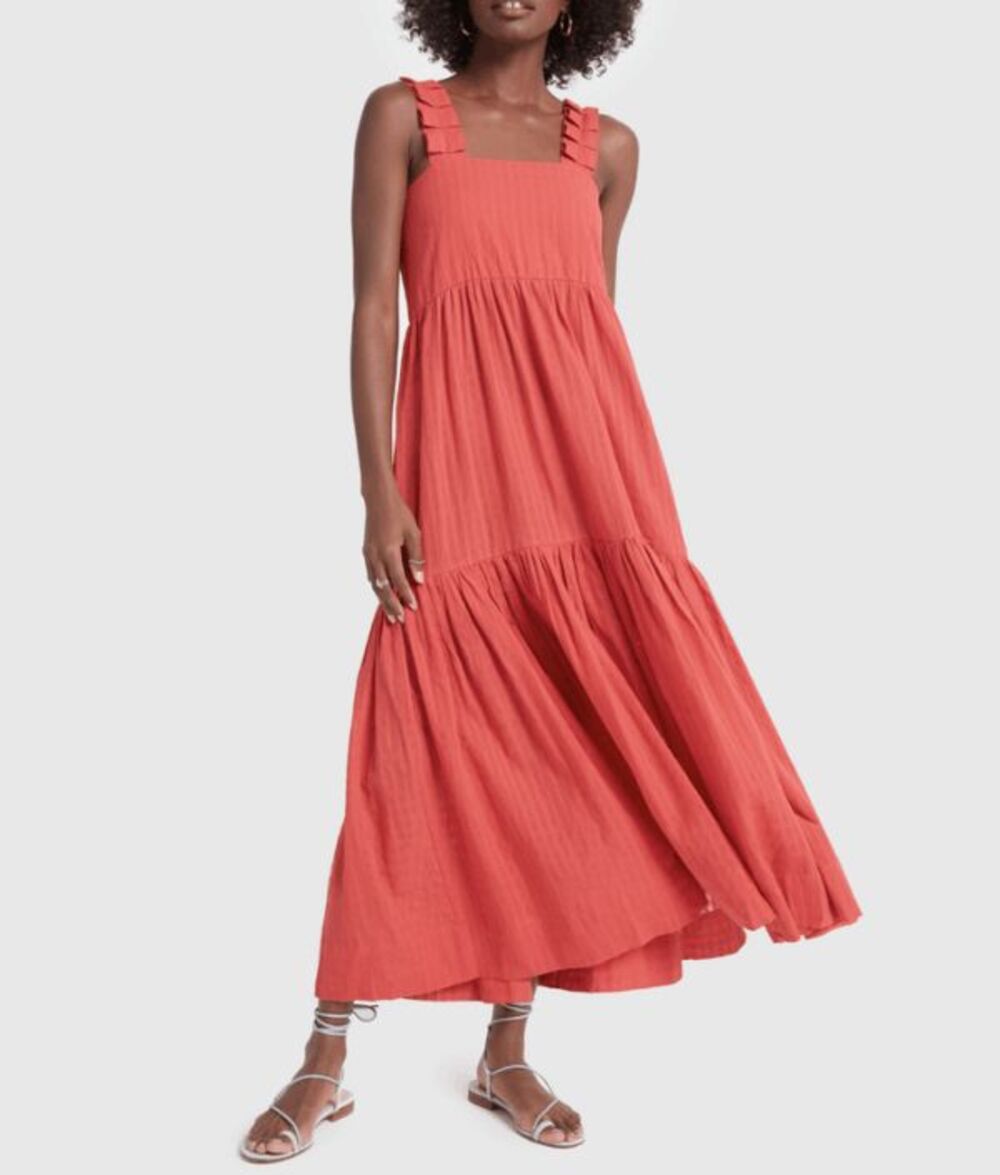Mirth Grenadine Red Rio Sleeveless Midi Tiered Dress Women's Size Large NWT